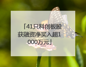 41只科创板股获融资净买入超1000万元