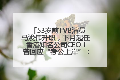 53岁前TVB演员马浚伟升职，下月起任香港知名公司CEO！曾回应“考公上岸”：真不是公务员